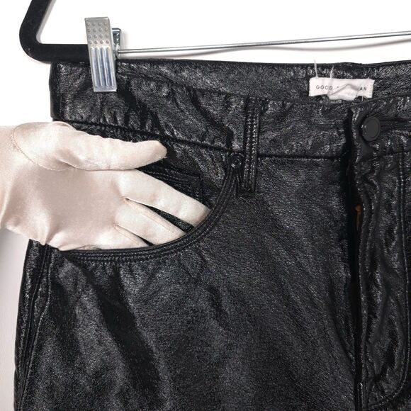 GOOD AMERICAN Women’s 10/30 Elegant Black Faux Leather Pants GNV464 - Picture 10 of 12